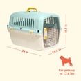 thumbnail image 3 of Oodles 24" Plastic Travel Pet Kennel, with Clip On Bowl, Blue, 3 of 9