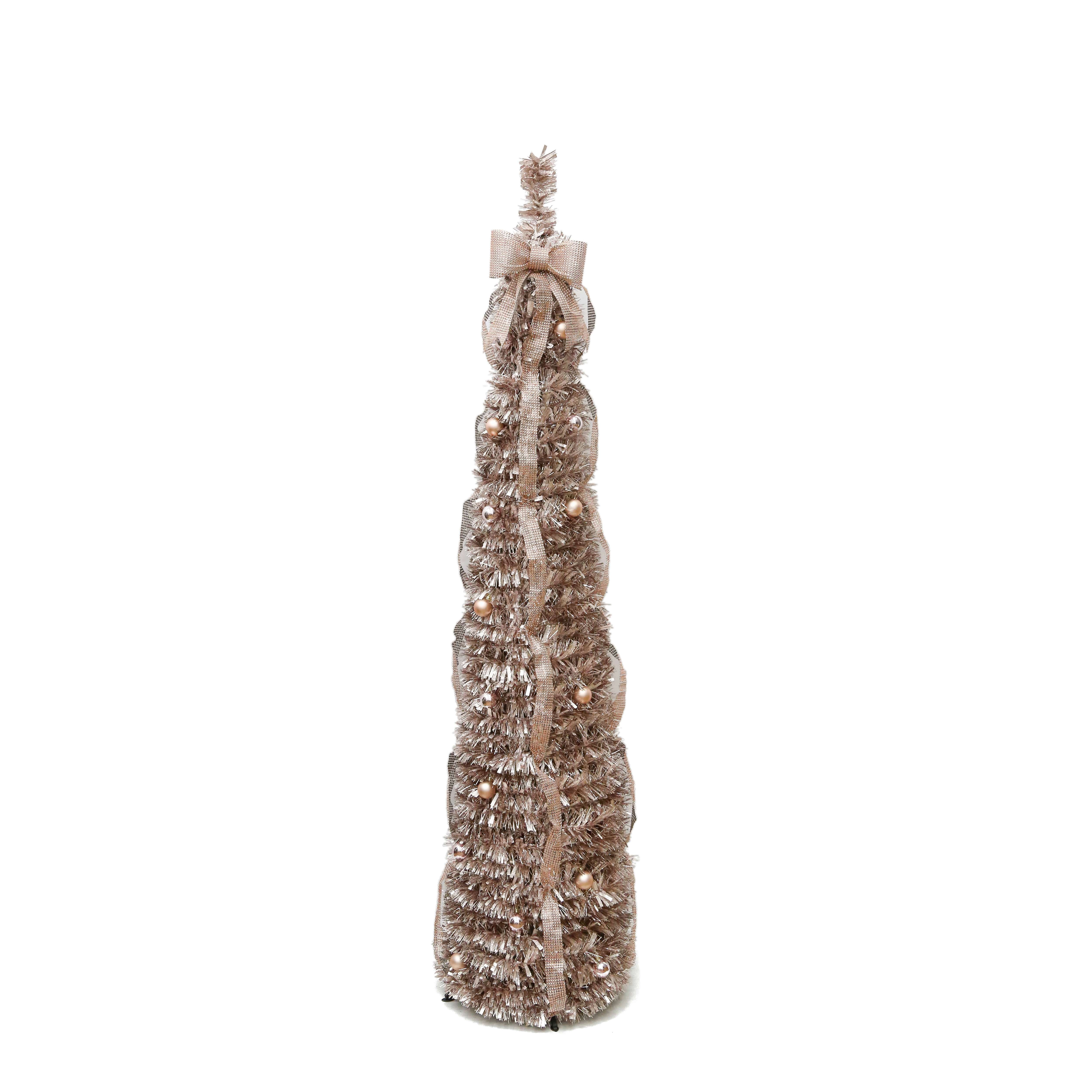 6 Foot Rose Gold Pop-up Christmas Tree with Bow by Holiday Time
