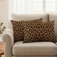 thumbnail image 2 of Brown Leopard Print Outdoor Waterproof Pillow Covers, Classic Abstract Animal Patterned Decorative Rectangle Throw Pillowcase Sofa Cushion Sham for Patio/Couch/Chair, 20"x12" 2 Pack, 2 of 8