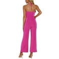 thumbnail image 3 of INSPIRE CHIC Halter Neck Jumpsuit for Women's Party Sleeveless High Waist Wide Legs Rompers M Hot Pink, 3 of 5