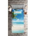 thumbnail image 2 of Ambesonne Coastal Quilted Coverlet 2 Pcs, Idyllic Scenery Sunbeam, Twin Size, Aqua White Green, 2 of 2