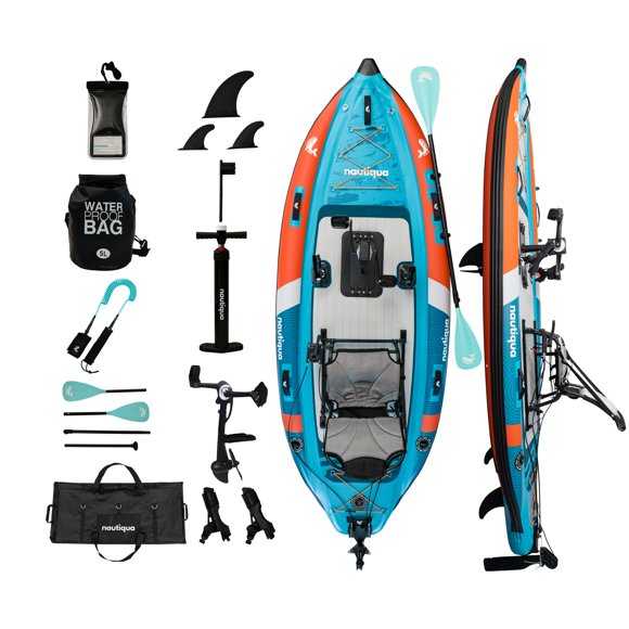Nautiqua | ARUBA | Deluxe Paddleboard Fishing Pedal Kayak | 1 Person | Blue