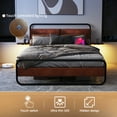 thumbnail image 6 of Industrial Metal King Bed Frame with PU Upholstered Headboard, Wireless+USB &Type C Charging Modes, Touch LED Light, Modern Platform Bed with Underbed Storage, No Box Spring Needed, Vintage Brown, 6 of 11