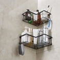 thumbnail image 3 of Black L-Shaped Adhesive Shower Rack for Home Use Made of Carbon Steel 2pcs, 3 of 6