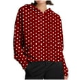 thumbnail image 2 of Byworldtasic Womens Hoodies Womens Casual Long Sleeve Polka Dot Pullover Tops Hooded Sweatshirts with Pocket, 2 of 7