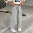 thumbnail image 4 of CPNG Boys Daily Fleece Lined Sweatpants Teen Boys Loose Wide Leg Sweat Pants Elastic High Waist Baggy Casual Joggers(Grey,12-13 Years), 4 of 9