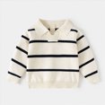 thumbnail image 2 of KPOPLK Boys Shirts Toddler Boys Long Sleeve Collar Sripe Print Fall T-Shirts Casual Tops Tees 1T 2T 3T 4T 5T 6T(4-5 Years,White), 2 of 8