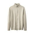 thumbnail image 4 of UVEASISHA Zip Up Sweaters for Men Double Zipper Fashion Cardigan Sweater Solid Color Casual Long Sleeve Mock Neck Knitted Jacket Lightweight Outwear Beige M, 4 of 6