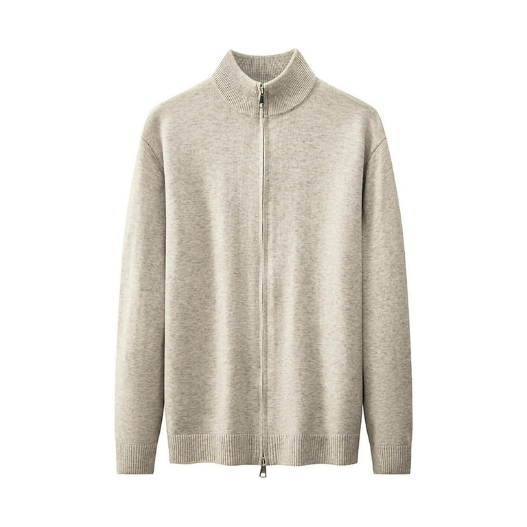 VSSSJ Mens Full Zip Up Cardigan Sweater Slim Fit Casual Long