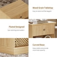 thumbnail image 4 of Modern Fluted Bedside Cabinet with Drawer and Open Shelf - Compact Bedside Table - Stable Curved Base - Easy-to-Clean Wood Grain - Light Oak Color, 4 of 8