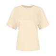 thumbnail image 4 of Daznico Women's Crew Neck Tee, Oversized Short Sleeve Casual Top for Effortless Style,S, 4 of 5