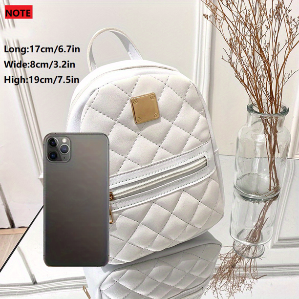 Pequeña Y Bonita Mochila Para Mujer, Mochila Con Estampado Rómbico Y Correa Ajustable, Bolso Informal Con Cremallera, Bolso Rosado, Monedero, Tarjetero, Bolso Para Móvil, Bolso Para Cámara, Bolso Para