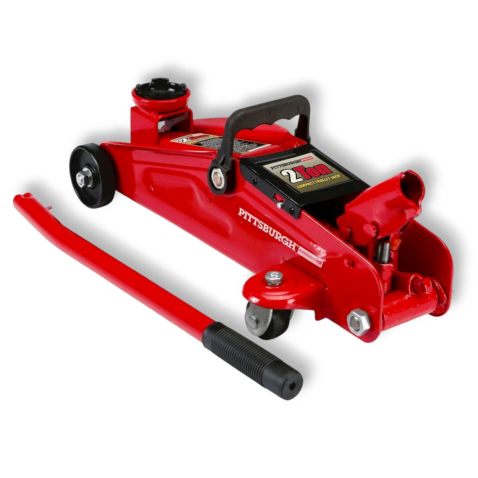 Pittsburgh Low Profile 2 Ton Floor Jack, 4000 lbs Capacity, Heavy Steel, 5-3/8 to 13 Inch Lift, Red