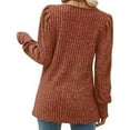 thumbnail image 6 of 2023 Cotonie Women's Square-Cut Neck Solid Color Long Sleeve Tops T-shirt Casual Summer Autumn Blouse Basic Tops,Coffee,XL, 6 of 6