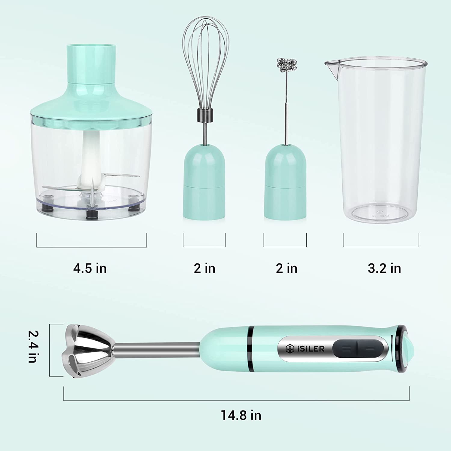 US Sold Only- Immersion Hand Blender, ISILER 5-in-1 500-Watt Multi-Purpose  Stick Blender with 860ml Food Chopper, 600ml Container, Milk Frother, Egg  Whisk, 8-Speed for Puree Infant Food Smoothies Soups – iSiLER