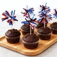 thumbnail image 6 of 10 Pcs American Patriotic Cupcake Toppers, 4th of July Foil Firework Cupcake Toppers Tinsel Drink CupCake Decoration Picks Independence Day Supplies Favor(B), 6 of 6