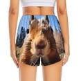 thumbnail image 4 of Uemuo Close-Up Curious Squirrel Pattern Women's Athletic Shorts High Waisted Running Shorts with Liner Pockets Gym Elastic Workout Shorts-Medium, 4 of 9
