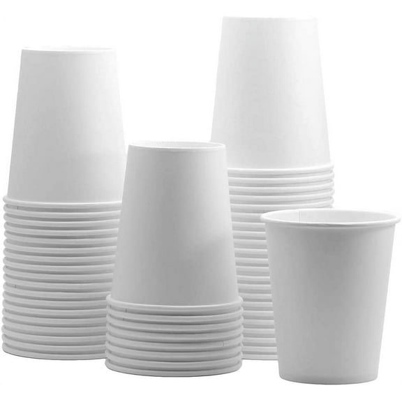 GUSTO 8 Oz White Paper Cups Disposable Coffee Cups To Go Cups, 100-Pack
