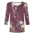 thumbnail image 4 of VBTAPA 3/4 Sleeve Shirts for Women Cute Floral Graphic Tees Dressy Casual Summer Blouse Tops Prime Sales Today Multicolor XXXL, 4 of 6