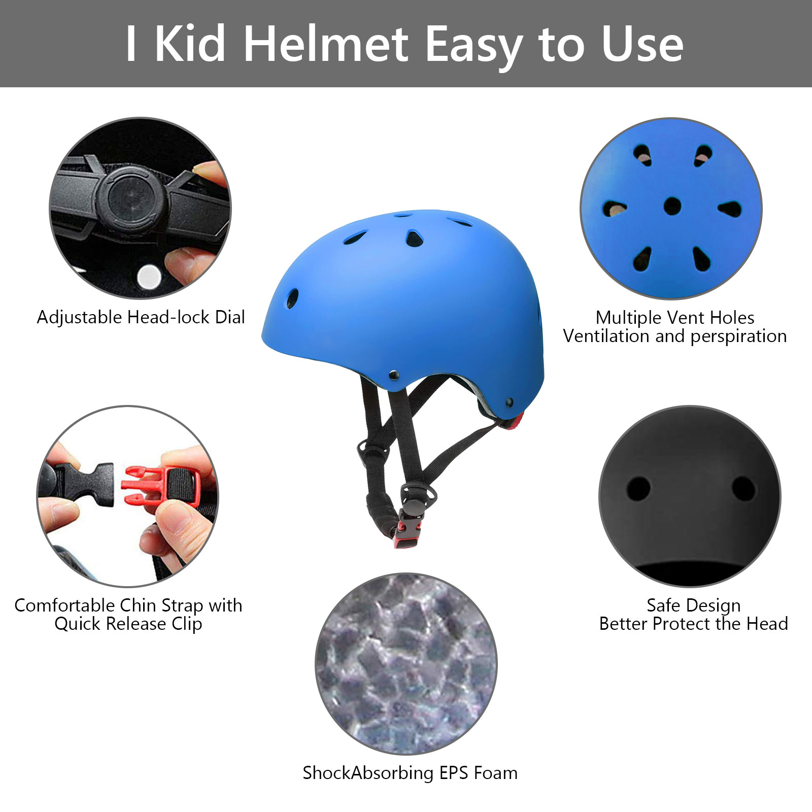Tripumer Kids Bike Helmet Ages 3-8, Blue photo 5