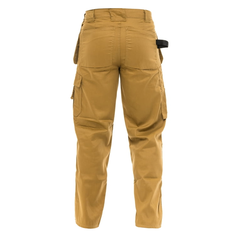 Skylinewears Men cargo pants Workwear Trousers Utility Work Pants with  Cordura Knee Reinforcement Khaki W34-L30