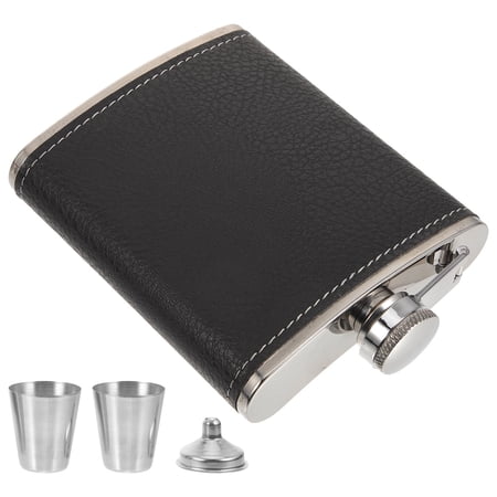 Alasum 1Set Lightweight Black Stainless Steel Pocket Flask with Funnel for Camping and Hiking