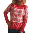 thumbnail image 2 of Sakmal Sweaters Women Pullover Christmas Ugly Red Tops Snowflakes Trendy Crew Neck Long Sleeve Sweaters for Women, 2 of 7