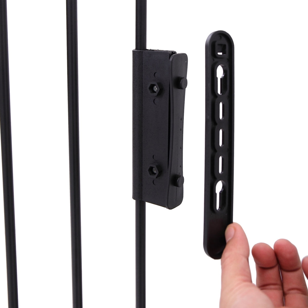 Metal Fireplace Fence, 5-Panel Baby Safety Gate/Barrier/Play Yard with Door, Christmas Tree Fence Gate for Kids/Pet/Toddler/Dog/Cat, Black