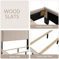 thumbnail image 5 of uhomepro Beige Queen Bed Frame with Velvet Upholstered Headboard, Modern Platform Bed Frame for Adults Teens, Bedroom Furniture w/ Wood Slats Support, Need Box Spring, 5 of 9