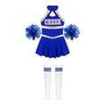 thumbnail image 4 of iiniim Kids Girls Cheer Leader Dance Cheerleading Uniform Dress with Pom Pom Socks Party Royal Blue B 12, 4 of 7
