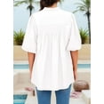 thumbnail image 4 of Women'S V-Neck Balloon Sleeve Top White L, 4 of 7