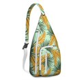 thumbnail image 1 of Exotic Floral Sling Backpack – Palm Leaf & Tropical Flowers Pattern, Durable Anti-Theft Pack for Students, 1 of 4