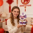 thumbnail image 2 of Chinese New Year Lion Dance Figurine - Purple - Elegant Desktop Ornament for Luck, Fortune & Unique Home Decor (20cm), 2 of 5