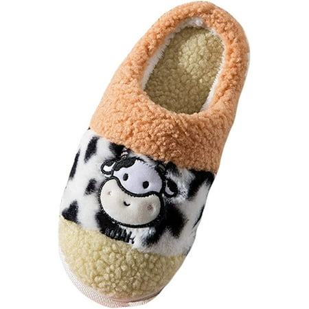 

PIKADINGNIS Cow Slippers for Women Non-Slip Winter Fluffy Fuzzy House Slipper Warm Plush Lined Indoor & Outdoor