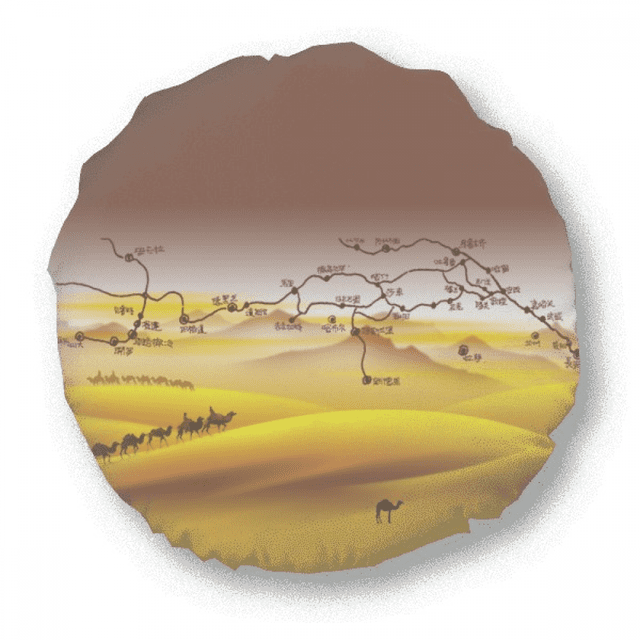 Desert Along the Way to the Silk Road Map Round Throw Pillow Home Decoration Cushion