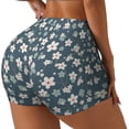 thumbnail image 2 of Kdxio Blue Flower Print Workout Shorts for Women Seamless Soft Smooth Gym Yoga Scrunch Active Shorts, 2 of 9