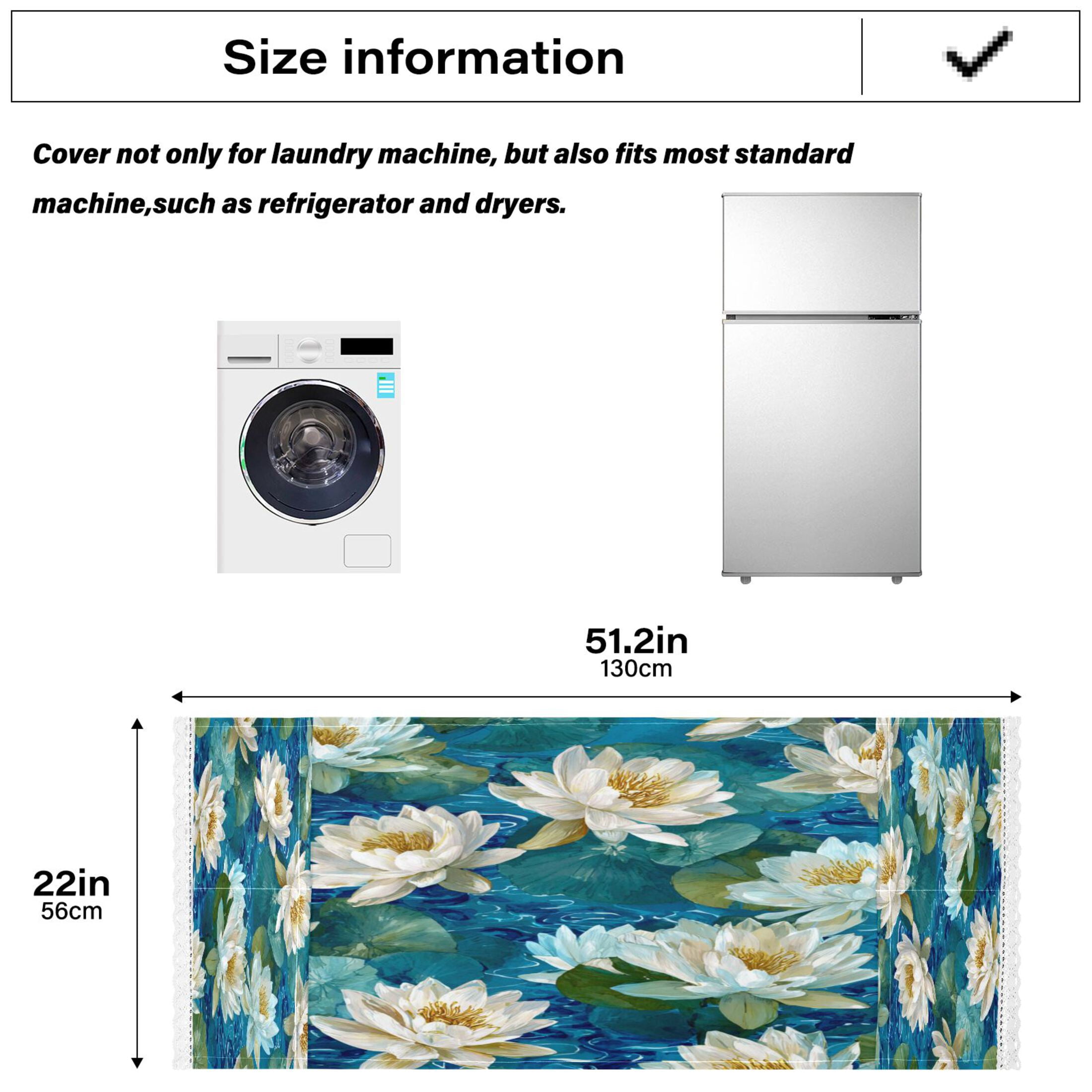 Wobogo White Water Lilies Float Washing Machine Cover Dustproof Washer Dryer Cover Waterproof Laundry Room Decorative Protector
