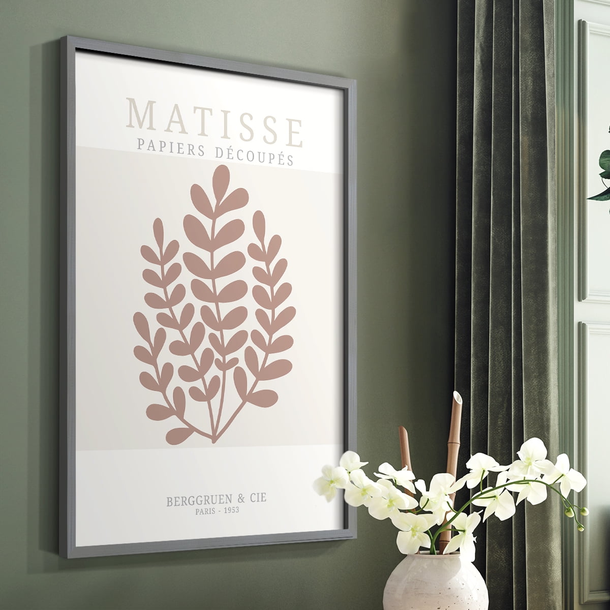 Matisse CDXXXIV in Gray Solid Wood Framed Print No Nail Hanging