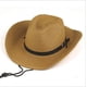 thumbnail image 2 of Sombrero de playa plegable unisex de ala ancha tejido a crochet Vorkoi Cowboy, paja de papel, color caqui, 2 of 6