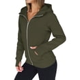 thumbnail image 3 of Womens Zip Up Hoodies Fleece Jackets Oversized Sweatshirts Fall Fashion Outfits Sweaters Winter Clothes Army Green L, 3 of 9