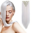 thumbnail image 2 of SAYFUT 26" Long Straight Full Head Clip in Synthetic Hair Extensions 8 Pieces 18 Clips 145g Silver Grey, 2 of 3