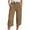 Brown, variant on GEWSEY Womens Cotton Cropped Soft Pants Loose Fit Wide Leg Capri Casual Plus Size Elastic Waist Drawstring Trousers (Light Blue, XXL)