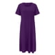 thumbnail image 1 of Gibobby Vestidos Casuales para Mujer Vestido informal de manga corta con cuello redondo y bolsillos sueltos de color liso para mujer(Morado,5XL), 1 of 5