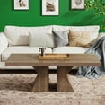 thumbnail image 5 of Rustic Black Rattan Coffee Table - Pine Wood Farmhouse Living Room Furniture, 47.24" W x 23.62" D, Durable & Stable with Adjustable Feet, 5 of 5