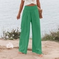 thumbnail image 6 of Womens Palazzo Pants, Comdrip Wide Leg Palazzo Pants for Women Casual Loose Beach Lounge Pants with Pockets Stretchy Trousers Womens Flowy Pants Green L, 6 of 9