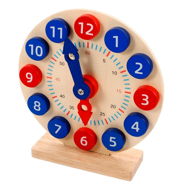 Mobutofu 4Set Wood Clock Toy for Kids Learning to Tell Time Imagination Development Classroom Teaching Home Learning
