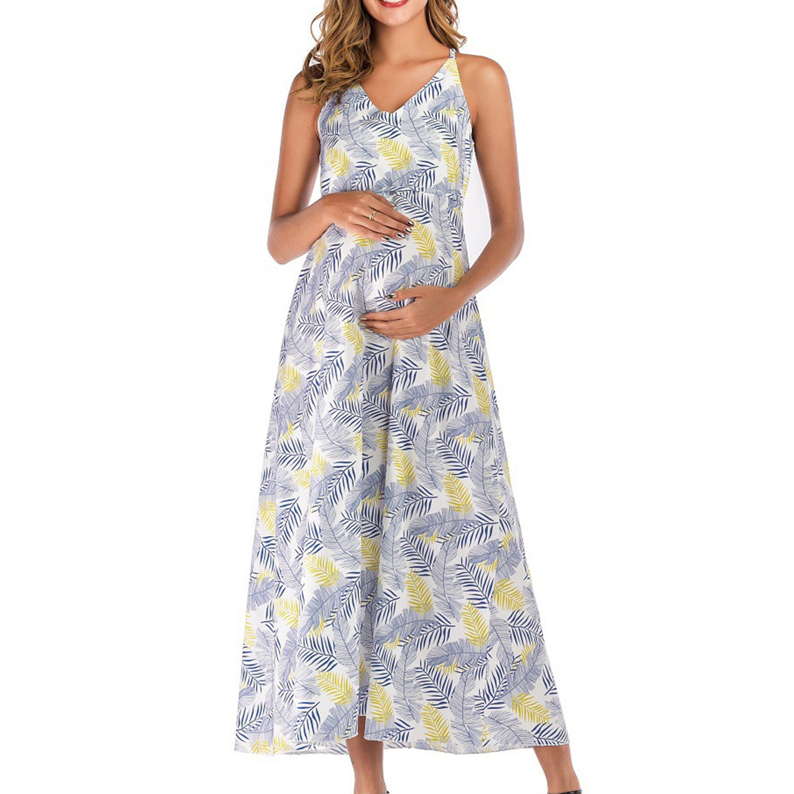 Fesfesfes Maternity Dress for Women Summer Floral Print Sling Boho ...