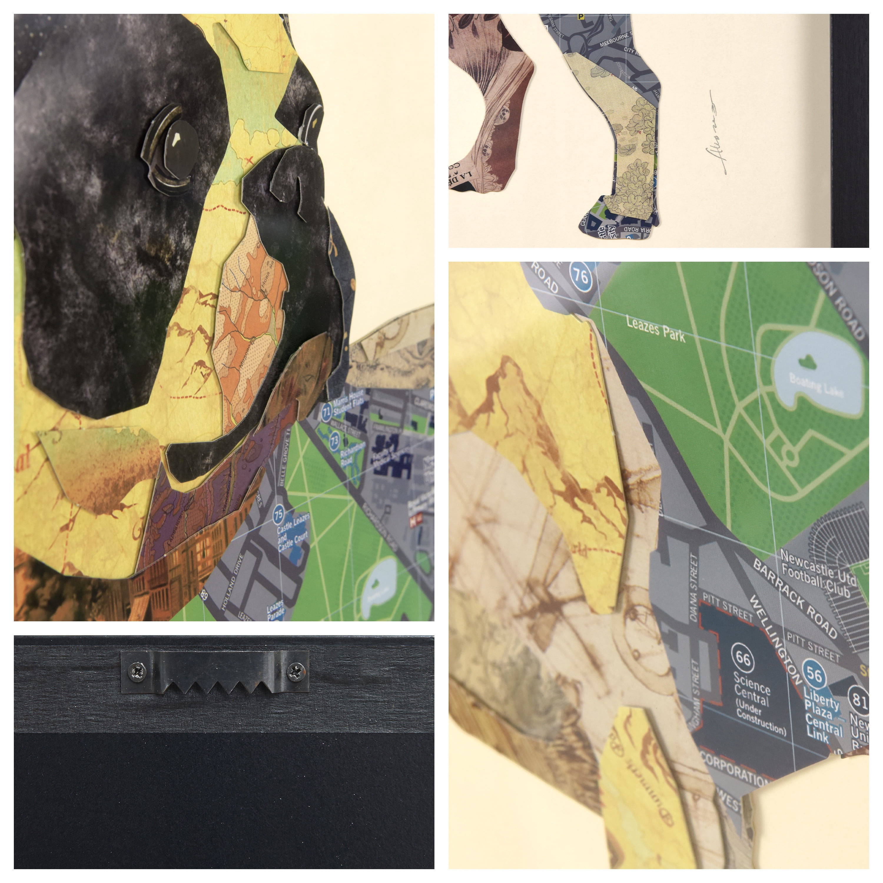 Empire Art Direct Boston Terrier Dimensional Collage Framed Graphic Art Under Glass Wall Art, 25" x 25" x 1.4", Ready to Hang