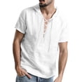 thumbnail image 1 of Camisas Para Hombre Camiseta de manga corta con cordón y capucha Vintage de lino y algodón para viajes de ocio de primavera y verano para hombre (White, XXL), 1 of 7