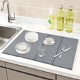 thumbnail image 2 of Unique Bargains Foldable Diatomaceous Stone Dish Drying Mat Dark Gray, 2 of 6